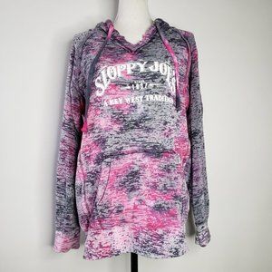 Sloppy Joe's Distressed Tie Dye Boho Pullover Hoodie L